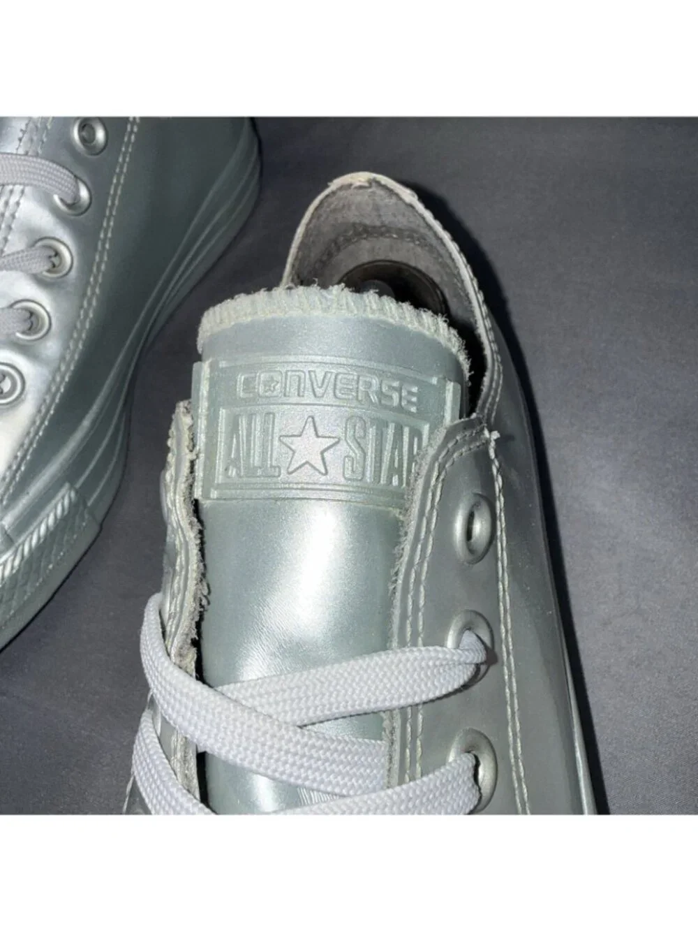 Converse Chuck Taylor All Star Metallic Rubber OX Pure Silver Sneakers Size 8 - Picture 6 of 8